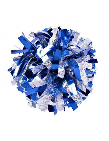 Pompon Cheerleading 6" – Holographique – Argent / Métallique Bleu