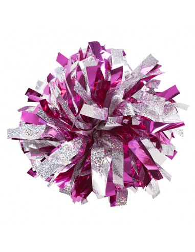Pompon Cheerleading 6" – Holographique – Argent / Métallique Fuchsia