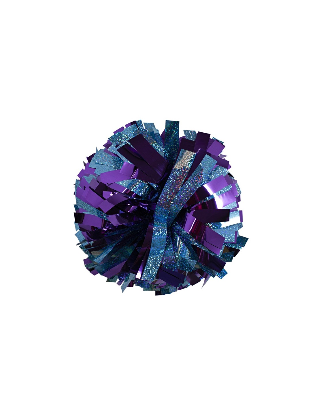 Pompon Cheerleading 6" – Holographique – Bleu Ciel / Métallique Violet