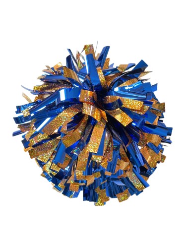 Pompon Cheerleading 6" – Holographique – Or / Métallique Bleu