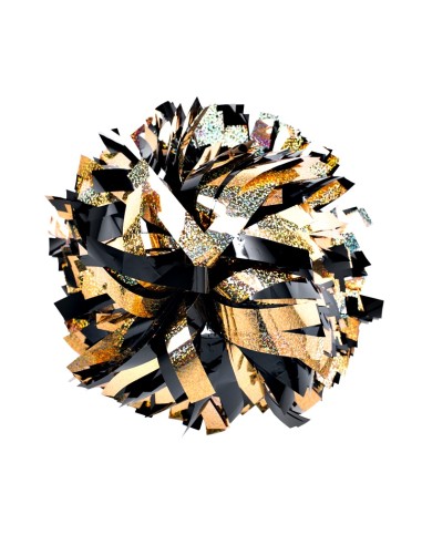 Pompon Cheerleading 6" – Holographique – Or / Métallique Noir