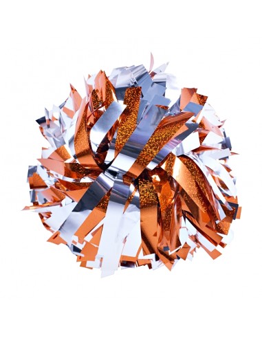 Pompon Cheerleading 6" – Holographique – Orange / Métallique Argent