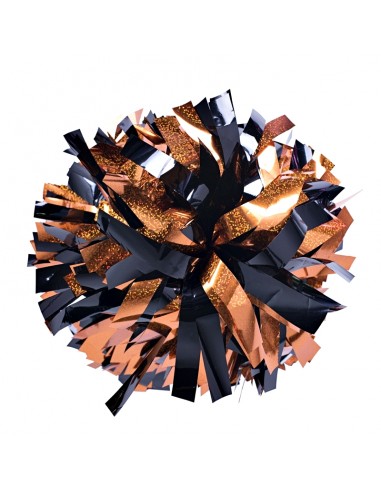 Pompon Cheerleading 6" – Holographique – Orange / Métallique Noir