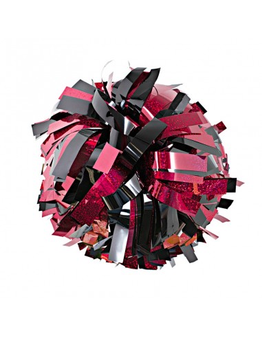 Pompon Cheerleading 6" – Holographique – Rouge / Métallique Noir