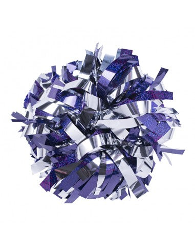 Pompon Cheerleading 6" – Holographique – Violet / Métallique Argent
