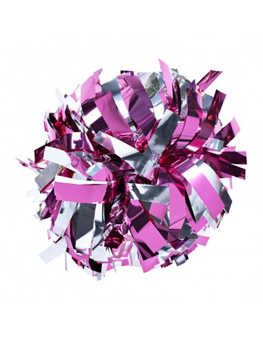 Pompon Cheerleading 6" – Métallique – Argent / Fuchsia