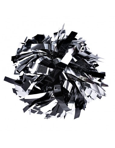 Pompon Cheerleading 6" – Métallique – Argent / Noir