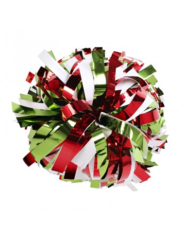 Pompon Cheerleading 6" – Métallique – Blanc / Rouge / Vert