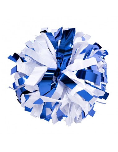 Pompon Cheerleading 6" – Métallique – Bleu / Blanc