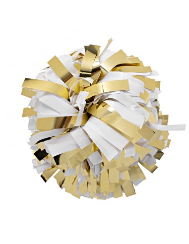 Pompon Cheerleading 6" – Métallique – Or / Blanc
