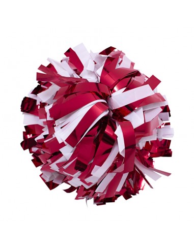 Pompon Cheerleading 6" – Métallique – Rouge / Blanc
