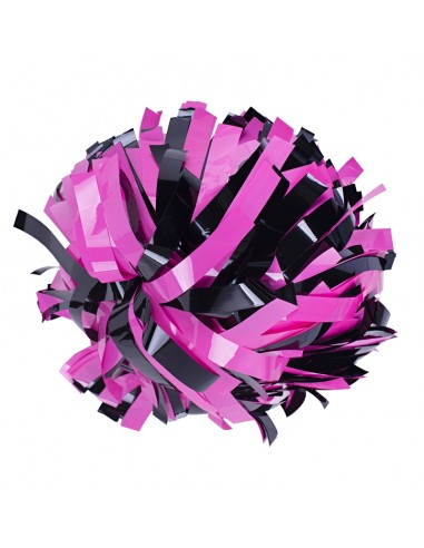Pompon Cheerleading 6" – Néon – Rose / Métallique Noir