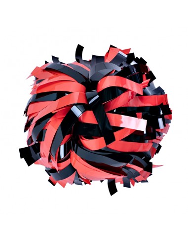 Pompon Cheerleading 6" – Néon – Rouge / Métallique Noir