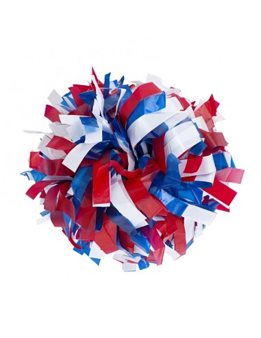 Pompon Cheerleading 6" – Plastique – Blanc / Bleu / Rouge