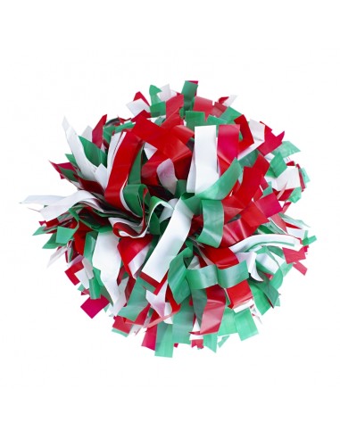 Pompon Cheerleading 6" – Plastique – Blanc / Vert / Rouge